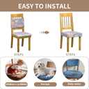 Stretch Dining Chair Seat Covers Set of 4,Dining Chair Slipcovers, Floral Printed Chair Covers,Soft Fabric Washable Upholstered Chair Seat Protector, No Rear Covers for Home Kitchen Dining Room (Folk Floral Pattern)