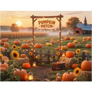 7X5FT Fall Backdrop Photography Pumpkin Patch Backdrops Autumn Harvest Backgroud Rural Scenery Back Drop Thanksgiving Party Decorations Banner YY-2534