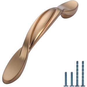 Asidrama 10 Pack 3 Inch(76mm) Champagne Bronze Kitchen Cabinet Handles, Cabinet Pulls Kitchen Cabinet Hardware for Cupboard Drawer Pulls (3" Hole Center)