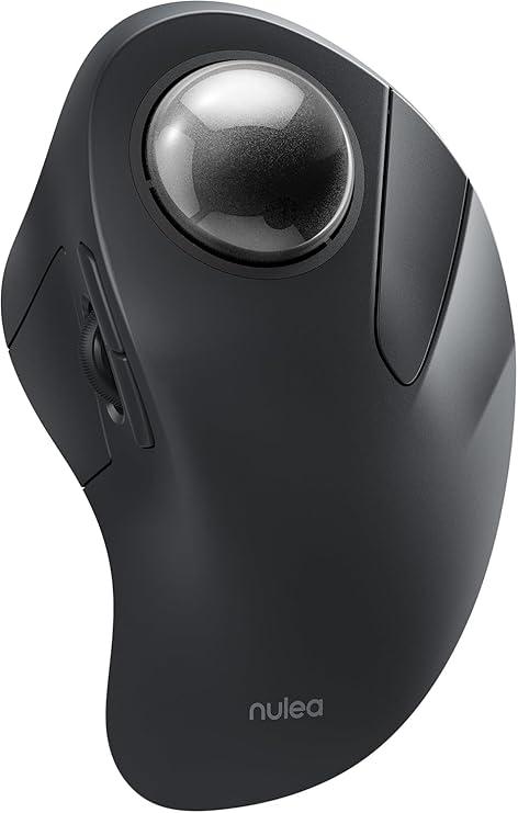 Nulea Wireless Ergonomic Trackball Mouse, Rechargeable, Bluetooth Rollerball Mouse, 44mm Index Finger Trackball, 5 Adjustable DPI, Compatible with PC, Laptop, iPad, Mac, Windows, Android