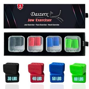 Premium Jaw Exerciser for Men & Women | 4 Resistance Levels, Silicone Jaw Trainer | Strengthen Jaw, Face & Neck Muscles, Reduce Stress & Cravings, Enhance Jawline & Chewing Power (Square Shape)