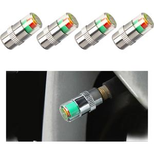 3 x Yourkar 4 PCS Tire Pressure Monitor Valve Stem Caps, 2.4Bar 36PSI Car Tire Pressure Monitor Sensor Indicator with 3-Color Eye Alert, Universal Valve Stem Caps for Cars (Silver)