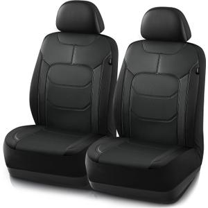 Road Comforts Seat Covers, Premium Leather Car Seat Covers Front Seats,Airbag Compatible, Automotive Seat Covers Universal Fit Most Cars,Vans,Truck,SUV Black