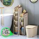4-Tiers Slim Bathroom Storage Cabinet, Narrow Bathroom Storage Organizer Movable for Small Spaces-Out of Box