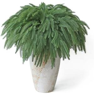 16 Pcs Christmas Norfolk Pine Branches, 19.7" Artificial Norfolk Pine Stems, Large Faux Norfolk Pine Branches for Xmas Greenery DIY Crafts Norfolk Pine Picks for Garlands Wreath Home Garden Decoration