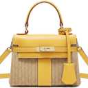 Straw Woven Women's Purse Vacation Box Handbag, Beach Crossbody Bag,Fashion Summer Shoulder Beach bags (Yellow)