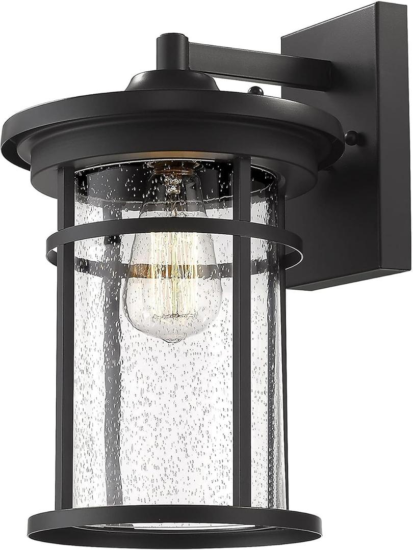 Casia Outdoor Wall Lights, Anti-Rust Outdoor Wall Sconces, Traditional Exterior Lantern, Outside Mounted Lights, Exterior Lighting Fixture for Patio, Porch, Garden,Balcony (Black, 14.17" H)
