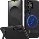 for Samsung Galaxy S25 Ultra Magnetic Case, [Fit for Magsafe] Military Grade Dual-Layer Shockproof Protective with Non Slip Textured Back, Phone Case with Kickstand for S25 Ultra (Black)