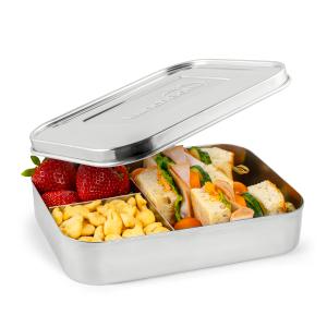 LunchBots Large Cinco Stainless Steel Lunch Container - Five Section Design Holds a Variety of Foods - Metal Bento Box - Dishwasher Safe - Stainless Lid