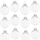 HahaGo Christmas Clear Baubles Transparent Ball Plastic Fillable Sphere Ornament for Xmas Tree/Home Decoration/Wedding/Birthday/Party/Gift Box etc (6cm, Set of 12Pcs with lid)(Round)