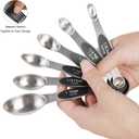 Magnetic Measuring Spoons Set of 6 Stainless Steel Dual Sided Stackable Teaspoon for Measuring Dry and Liquid Ingredients