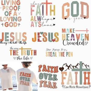 AMONEYLS 20pcs God is Good Design Washable Dtf Transfers Ready to Press Heat Press Decal Iron On Transfer Sticker Faith God Flower Heat Press Decoration Applique Decal