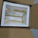 JUXYES Luxurious Wallet Display Stand, Golden Glass Purse Display Holder Modern Handbag Display Rack for Boutique, Retail Countertop Display Stand for Handbags, Purse, Clutches, Wallet