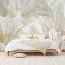 WFBHUA-Beige Banana Leaf Wallpaper Peel and Stick Tropical Self-Adhesive Wall Mural for Living Room Bedroom 157x108