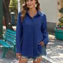 Zeagoo Womens Button Down Shirts Long Sleeve Cotton Gauze Tops Casual Collared Blouses Loose Fit (M)
