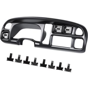 KUAFU Dashboard Bezel Cover w/Vents Compatible with 1998-2002 Dodge Ram Pickup 1500 2500 3500 Replacement for 5GK51DX9AA 5EU11DX9AB Instrument Bezel Panel Cluster Face Surround Bezel Black