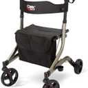 Carex Crosstour Rolling Walker Rollator - Rolling Walker with Seat - Folding, Euro Style Rollator, 4 Wheel Walker for Seniors- 300lb Capacity, Walker with Seat for Seniors