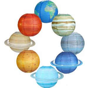 Space Theme Party Decorations, Solar System Hanging Paper Lanterns, Galaxy Planets Paper Lanterns for Space Classroom Decor Birthday Baby Shower Science Home Decor, 8PCS