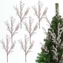 Bucherry 6 Pcs Artificial Christmas Ice Picks Decorative 14 Inch Iced Winter Stems Frosted Twig Branches for Xmas Wreaths Christmas Tree Home Table Decor Party Supplies