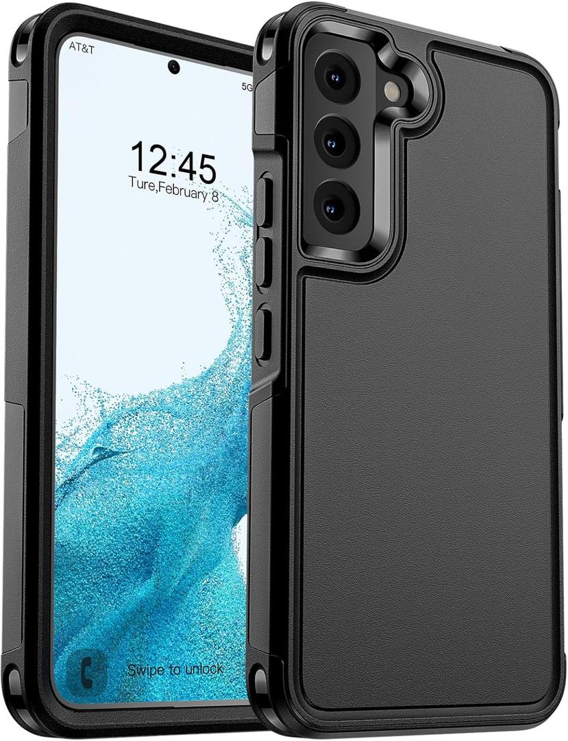 Designed for Samsung Galaxy S22 Case, [Military Drop Protection] [Dual Layer Structure Design] Heavy Duty Shockproof Non-Slip Phone Cover for Galaxy S22, Black