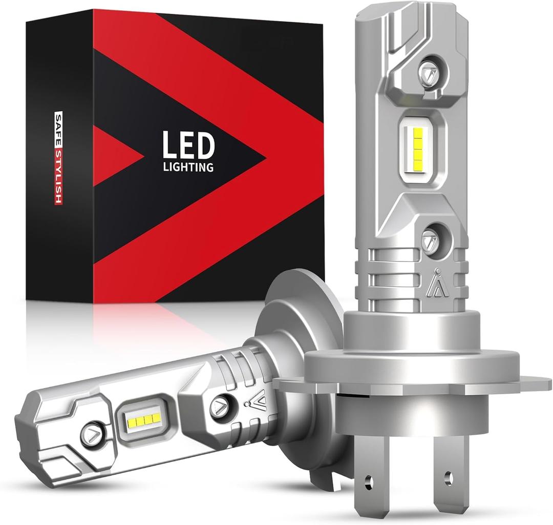 LASFIT BEAM H-7 Bulb, 6000K White Bright H-7 Light Bulb, 1:1 Mini Size, No Adapter Required, Non-polarity, Fan less Noiseless, Plug and Play, Halogen Replacement for H7 Fog Bulb, Pack of 2