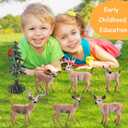 16PCS Deer Figurines Model Trees Kit, Plastic Woodland Animals Toys, Miniature Wild Forest Animal Figures for Christmas Decoration Cake Toppers Party Favors