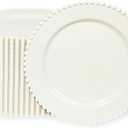 72 Pcs Party Plates Dinner Plate, 10 Inch Ivory Plastic Plate Disposable Heavy Duty,Fancy Ivory Charger Disposable Plastic Plate for Party Wedding Bridal Showers