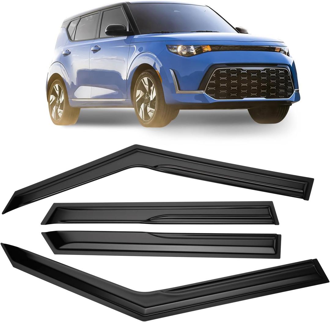 Tape-on Rain Guards Side Window Visor for Kia Soul 2020 2021 2022 2023 Vent Deflector 4 Pcs