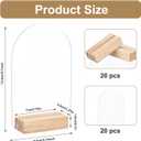 20 Pack Blank Clear Arch Acrylic Sign with Wooden Stands, Arched Round Top Acrylic Sheet, DIY Clear Arch Table Numbers for DIY Name Card Gifts Event Party Sign Decoration