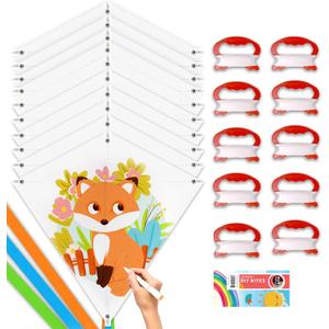 DIY Kites for Kids Kite Making Kit Bulk, Decorating Coloring Kite Party Pack,White Diamond Kite Kits