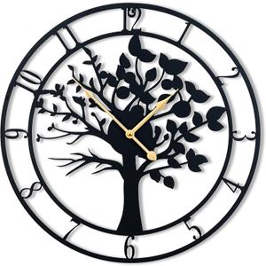 30inch/76cm Extra Large Tree of Life Wall Clocks for Living Room Decor,Bedroom,Battery Operated,Metal,Decorative,Analog,Silent,Non Ticking Wall Clock,Room Wall Decor (Tree of Life, 30 inches)