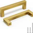 homdiy Gold Handles for Cabinets Kitchen Cabinet Handles Brushed Brass Cabinet Pulls Gold Hardware for Cabinets Stainless Steel Modern Hardware 10 Pack 3-3/4 Inch