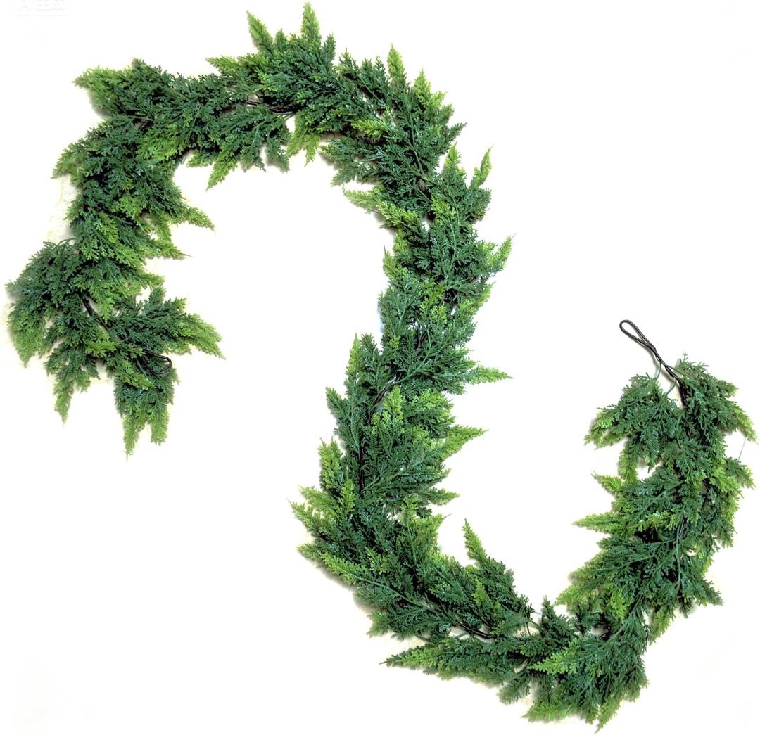 9ft Christmas Cedar Garland Artificial Realistic, Real Touch Greenery Garlands for Decoration, 2025 New Pine Garland for Mantle Table Fireplace Stairs Outdoor Indoor Christmas Decorations