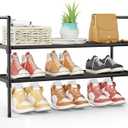 Kitsure Shoe Rack - 2-Tier Shoe Organizer, Shoe Rack for Closet, Entryway, Bedroom, Easy- Assembly Storage Shelf with Side Handles, 27.6" x 11.8" x 20.9", Black