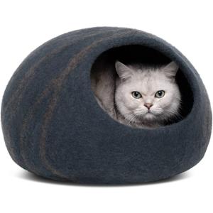 MEOWFIA Cat Cave Premium Felt Cat Bed for Indoor Cats, Handmade Merino Wool (Slate Grey, Large)