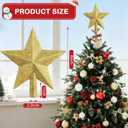 8 Inch Glitter Christmas Star Tree Topper, Christmas Tree Decorations for Holiday Ornament/Home Decor, Shatterproof Treetop Star for Indoor/Outdoor, Party, Christmas Tree, Ideal Xmas Gift -Gold