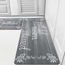 HEBE Anti Fatigue Kitchen Mat Set of 1 Non Slip Cushioned Kitchen Mats for Floor Waterproof Farmhouse Kitchen Rugs and Mats Set Comfort Standing Desk Mat Carpet for Sink,Office,Laundry (17.3"x28"+17.3"x48", Grey), Pack of 1