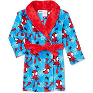 Spider-Man Super Hero Blue Print Boy's Fleece Bath Robe Bathrobe, Size 2T