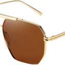 SODQW Oversized Tangle Free Aviator Sunglasses for Women Polarized Shades | Gold Frame, UV400 Protection, Trendy Fashion Designer Sun Glasses, Drivng Beach Outdoor Accessories, Hair-Safe