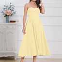 Womens Corset Dress Sexy Thigh Spaghetti Strap Bustier Cocktail Dress Low Cut Boho Formal Dresses with Pockets (Yellow, M)