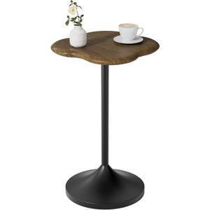 Modern Small End Table, Pedestal Side Table with Solid Wood Tabletop for Couch, Unique Accent Tables for Small Spaces, Living Room, Bedroom, Recliner, Office, Walnut