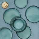 Pokini Ceramic Dinnerware Sets for 6, 18pcs Plates and Bowls Sets Dish Set | Stoneware Dishware sets, Microwave & Dishwasher Safe, Cereal Bowls and Dinner Plates Set, Stackable Dishes Set, Green Black