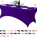 Spandex Table Cover for 8FT or 4ft or 6ft Table Universal Fitted Stretch Tablecloth for Party, Banquet, Wedding and Events-Purple (96" x 30" (Rectangular))