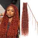 9 packs Boho Faux Locs Crochet Hair, 24 Inch, Ginger Red Pre Looped Goddess Soft Locs Crochet Hair with Curly Ends, Bohemian River Locs for Black Women(350#, 24 Inch)