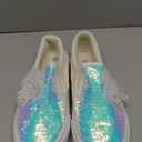 Toandon Toddler Kids Girls Sparkle Slip On Walking Shoes Age 2-10 (9, Bowknot White)