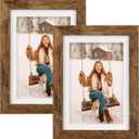 TOFOREVO Picture Frames 5x7 Set of 2 Rustic Wood Grain Photo Frame for Gallery Wall Mounting or Tabletop Display
