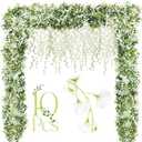 Crowye 10 Pcs 7.2ft/pcs Artificial Flowers Wisteria Garland Artificial Wisteria Vine Hanging Flower Decorations Flower Vines for Outdoor Wedding Wall Arch Party Backdrop Floral Decor (White)