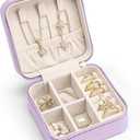 Vlando Small Travel Jewelry Box Organizer - Girls Women Gift Rings Earrings Necklaces Jewelry Storage Display Case Purple