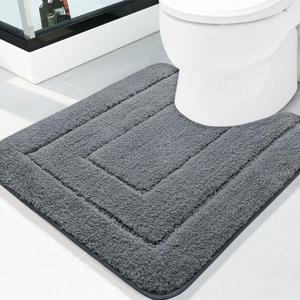 Buganda Bathroom Rugs, 24" x 20", Soft and Absorbent Microfiber Bath Rugs, Non-Slip Shaggy Shower Carpet, Machine Wash Dry Bath Mats for Bathroom Floor, Tub and Shower, Dark Grey