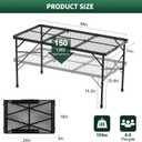 WildFinder Folding Gril Table, 4x2 FT Camping Table with Mesh Desktop,Height Adjustable Folding Grill Table with Mesh Bag,Portable Outdoor for Picnic,Camping,BBQ,Beach(Black)
